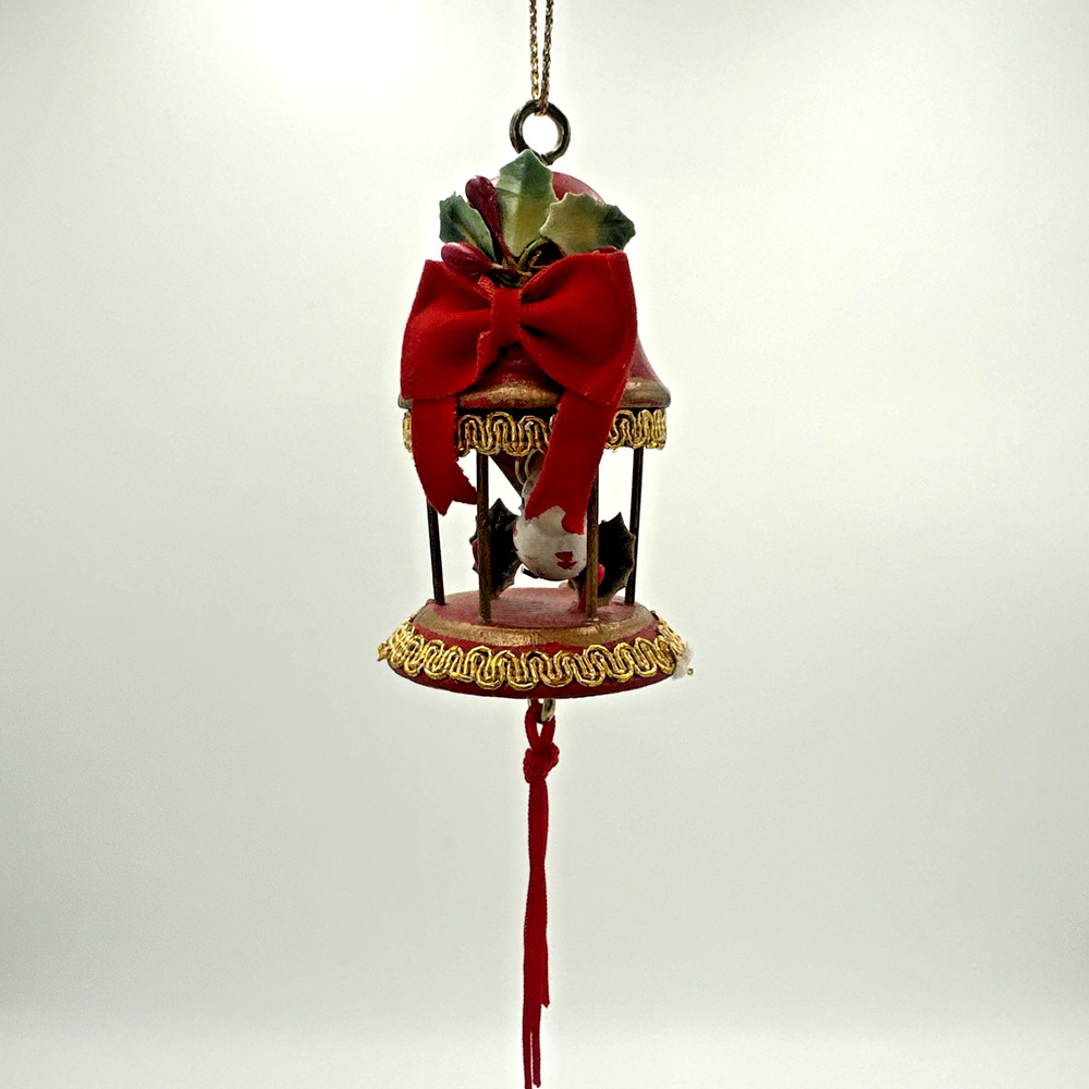 Kurt S. Adler 1980 Red Bell Birdcage Vintage Christmas Ornament